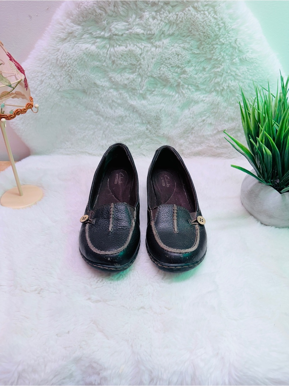Leather Clark’s 6.5 Brown Women's Slip-On Comfortable Work Shoes Loafers 👞